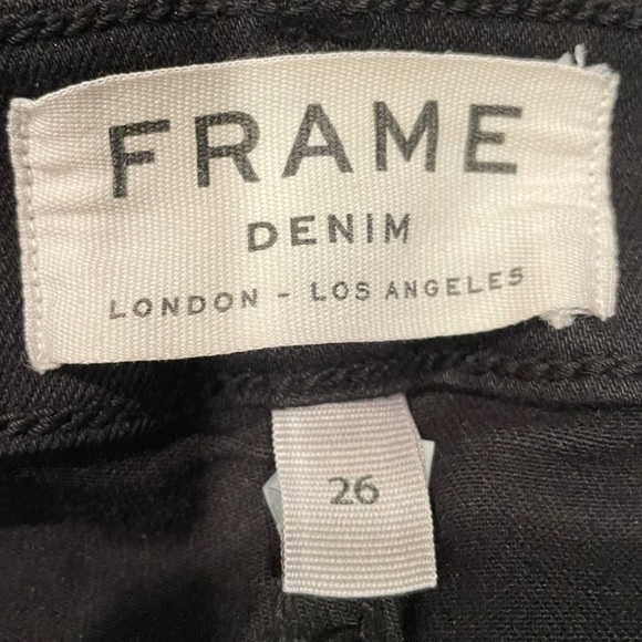 Frame Distressed ripped neutral black wash denim skinny jeans size 26 - Picture 8 of 13